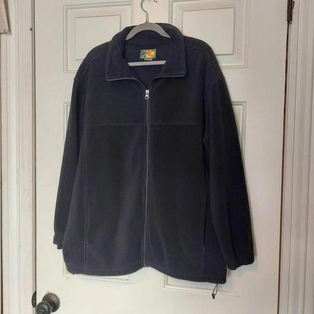 Bass Pro Shops Mens Navy Blue Full Zip Fleece Jacket Outdoor Hunting Size L